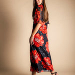 Vestido Agnes Negro Flor Grande Roja VEST31-The Nook Store