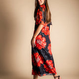 Vestido Agnes Negro Flor Grande Roja VEST31-The Nook Store