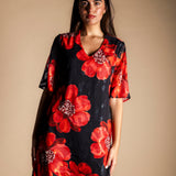 Vestido Agnes Negro Flor Grande Roja VEST31-The Nook Store