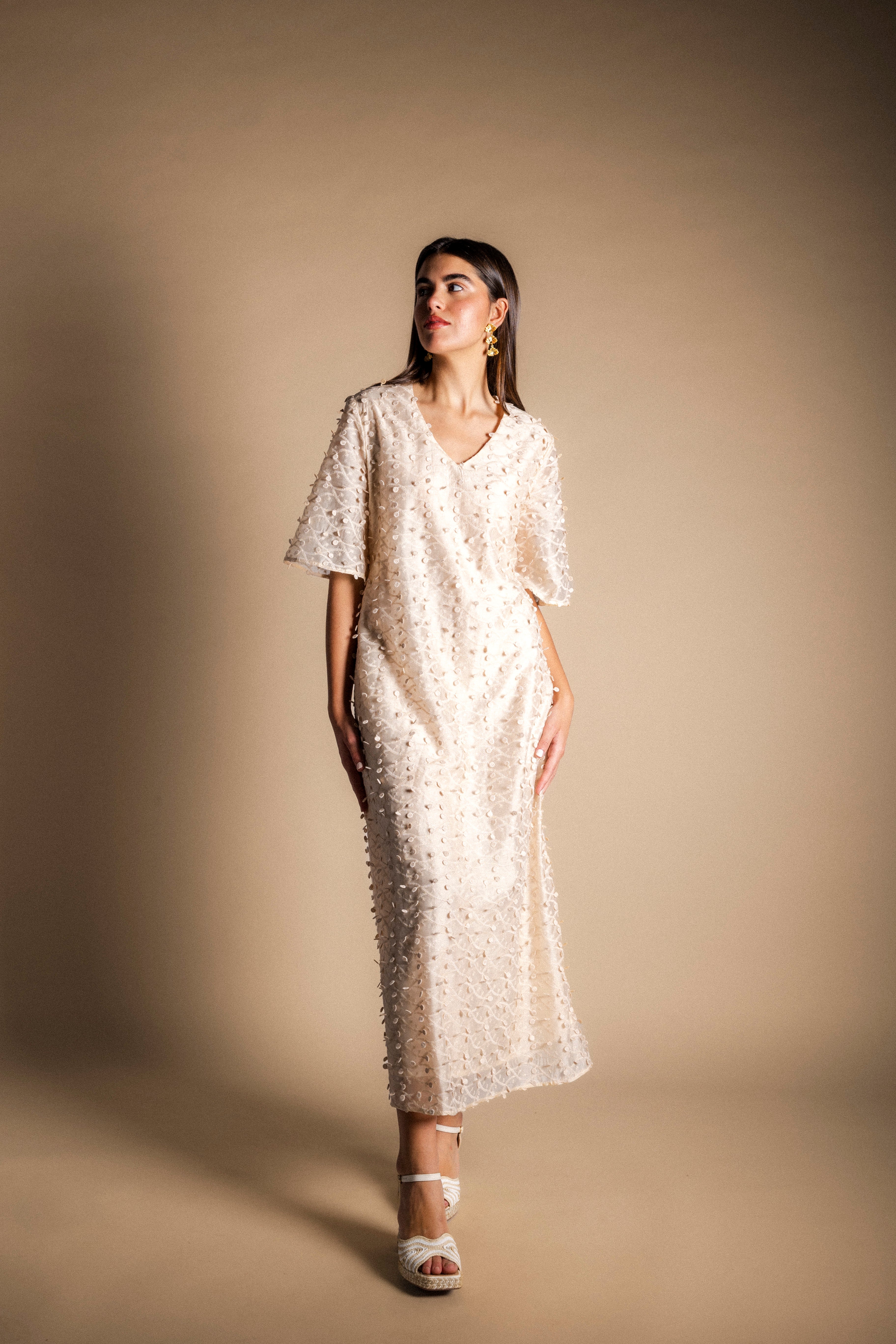 Vestido Agnes Points Crudo VEST32-The Nook Store