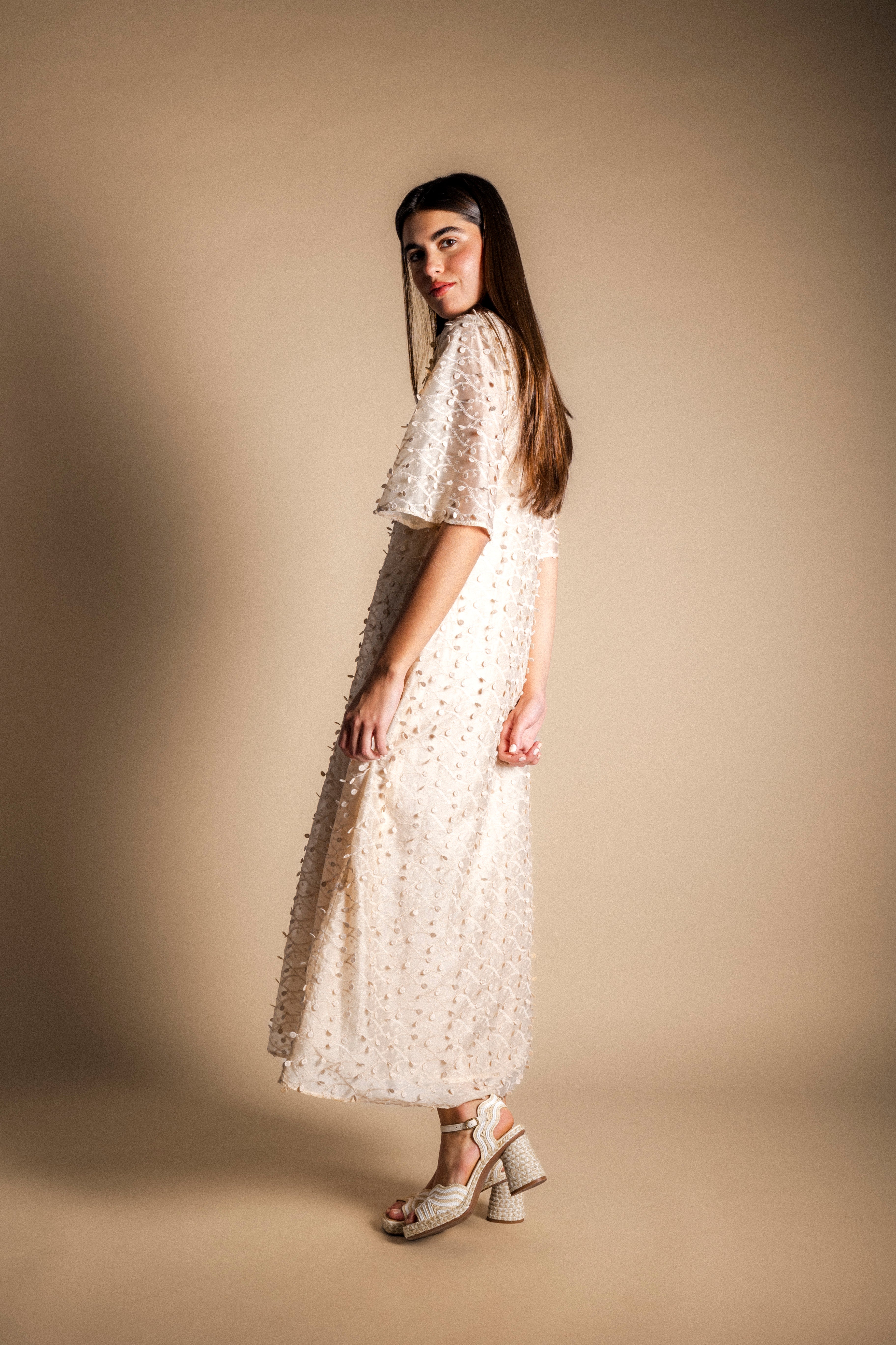 Vestido Agnes Points Crudo VEST32-The Nook Store