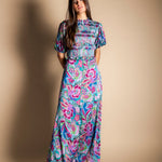 Vestido Lucia Verde Agua Flores Vest17-The Nook Store