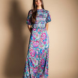 Vestido Lucia Verde Agua Flores Vest17-The Nook Store