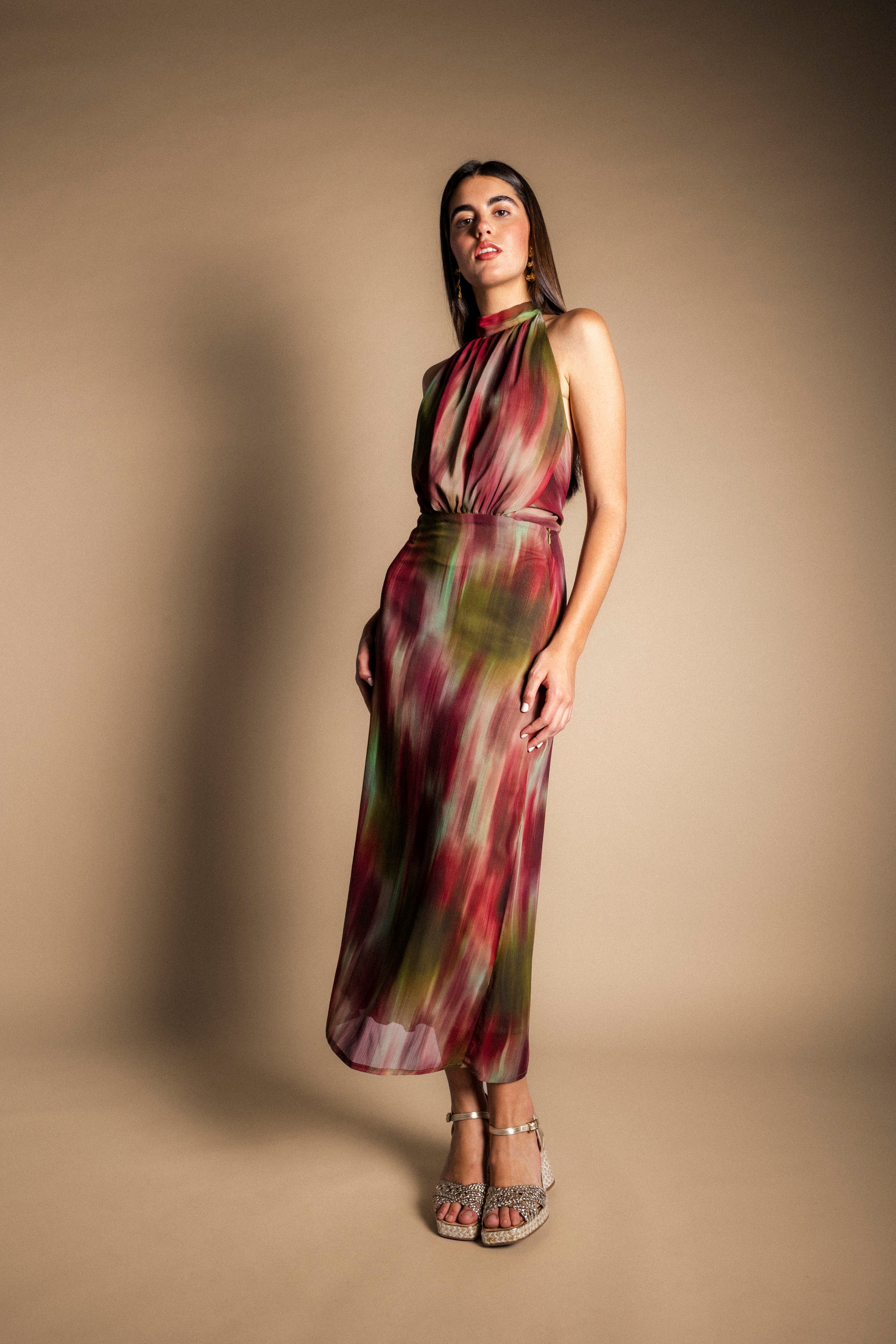 Vestido Rochi Degradado Verde y Burdeos Vest33-The Nook Store