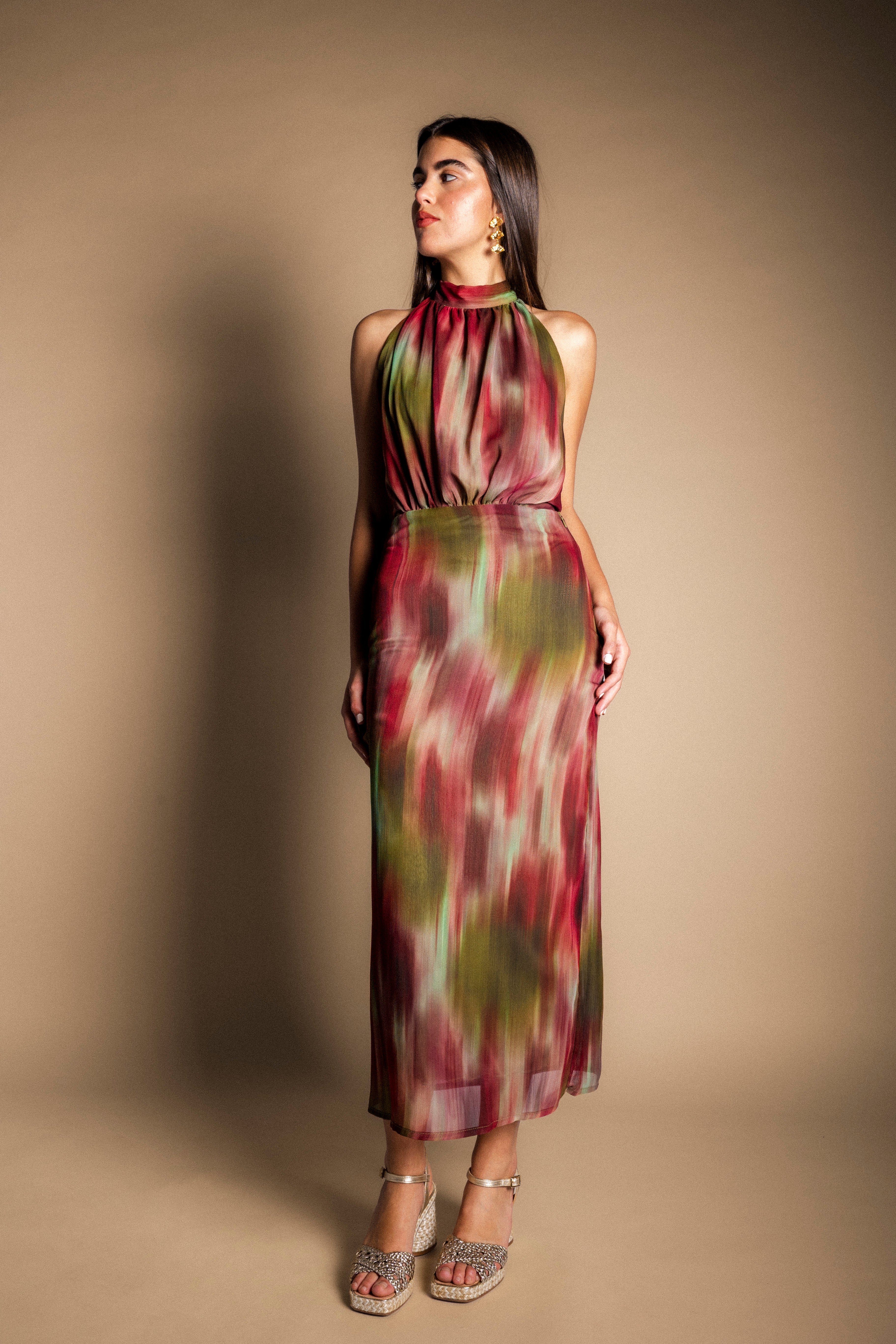 Vestido Rochi Degradado Verde y Burdeos Vest33-The Nook Store