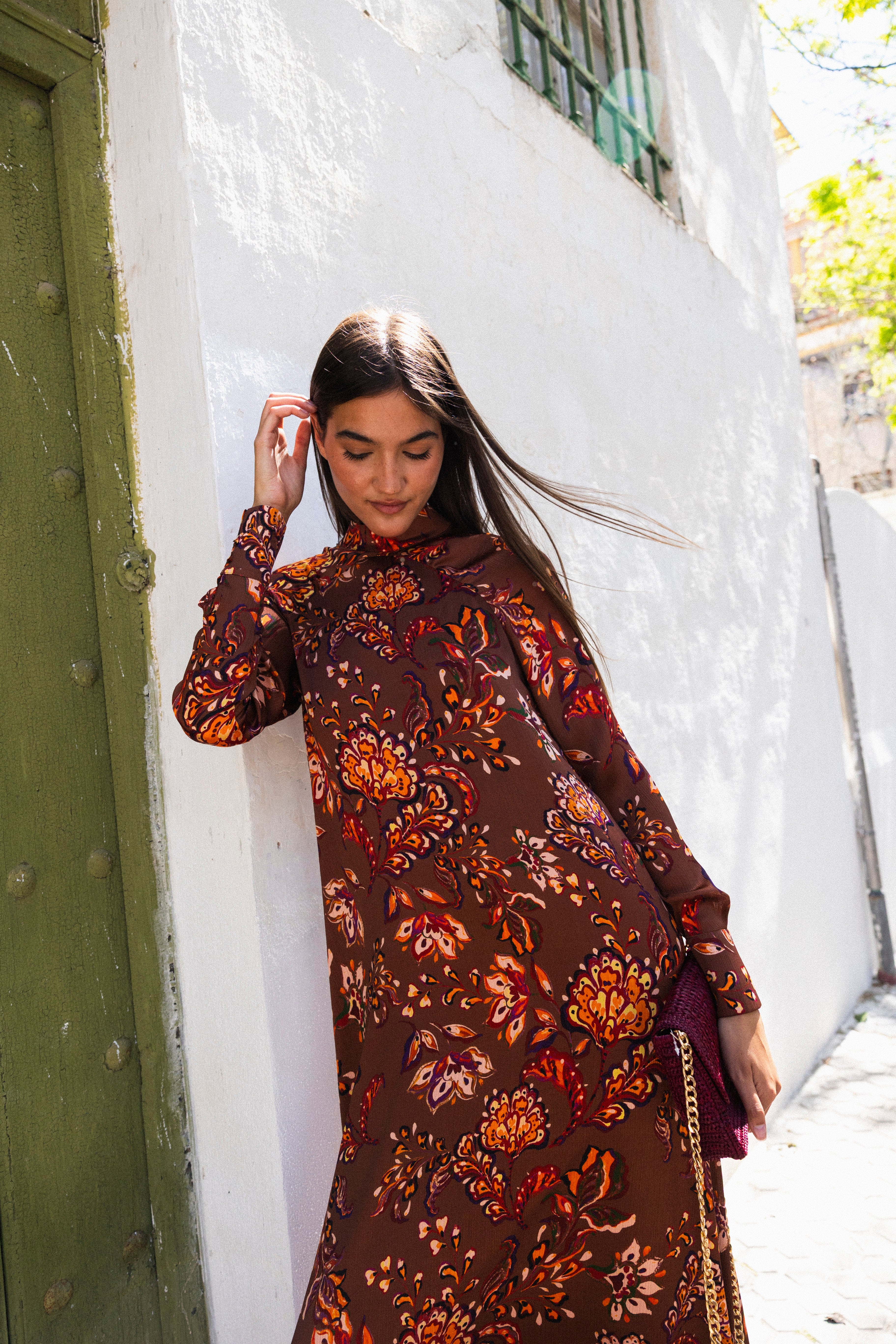 Vestido Alice Marrón Flores AL01-The Nook Store