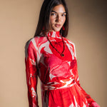 Vestido Alice Blanco Hojas Rojas AL10-The Nook Store