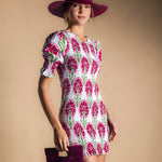 Vestido Creta Corto Blanco Flor Burdeos-The Nook Store
