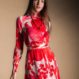 Vestido Alice Blanco Hojas Rojas AL10-The Nook Store