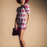Vestido Creta Corto Blanco Flor Burdeos-The Nook Store