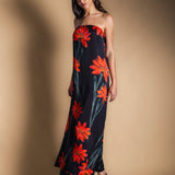 Vestido Con Capa Fiona Negro Flor Con Tallo Vest11-The Nook Store