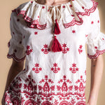 Blusa Zuri Ecru/Wine BLU01-The Nook Store