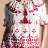 Blusa Zuri Ecru/Wine BLU01-The Nook Store