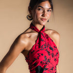 Top Vera Rojo Flores Negras TOP01-The Nook Store