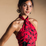 Top Vera Rojo Flores Negras TOP01-The Nook Store
