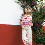 Blusa Zuri Ecru/Wine BLU01-The Nook Store