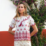 Blusa Zuri Ecru/Wine BLU01-The Nook Store