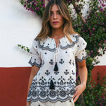 Blusa Zuri Ecru/Black BLU02-The Nook Store