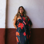 Vestido Con Capa Fiona Negro Flor Con Tallo Vest11-The Nook Store