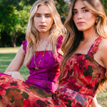 Falda Pipa Flores Rosas y Verdes FAL24-The Nook Store