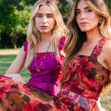 Falda Pipa Flores Rosas y Verdes FAL24-The Nook Store