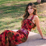 Falda Pipa Flores Rosas y Verdes FAL24-The Nook Store