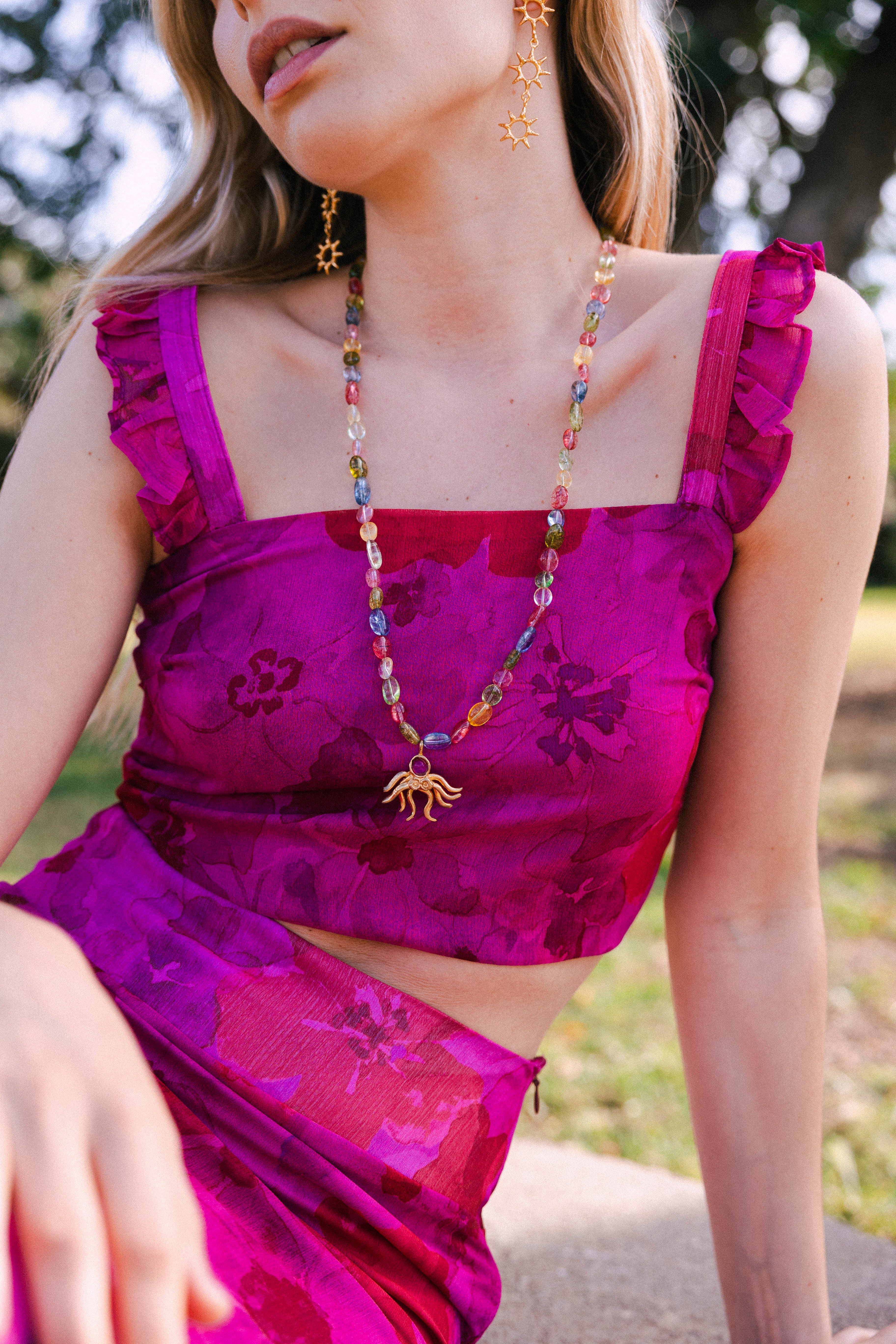 Falda Pipa Fucsia Flores FAL23-The Nook Store