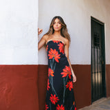 Vestido Con Capa Fiona Negro Flor Con Tallo Vest11-The Nook Store