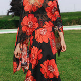 Falda Pipa Negra Flor Grande Roja FAL21-The Nook Store