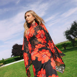 Falda Pipa Negra Flor Grande Roja FAL21-The Nook Store