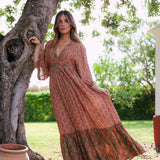 Vestido Parrot Verde Flores Rosas Vest16-The Nook Store