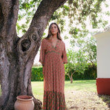 Vestido Parrot Verde Flores Rosas Vest16-The Nook Store