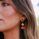 Pendientes Flor Granada Coral PEN254-The Nook Store