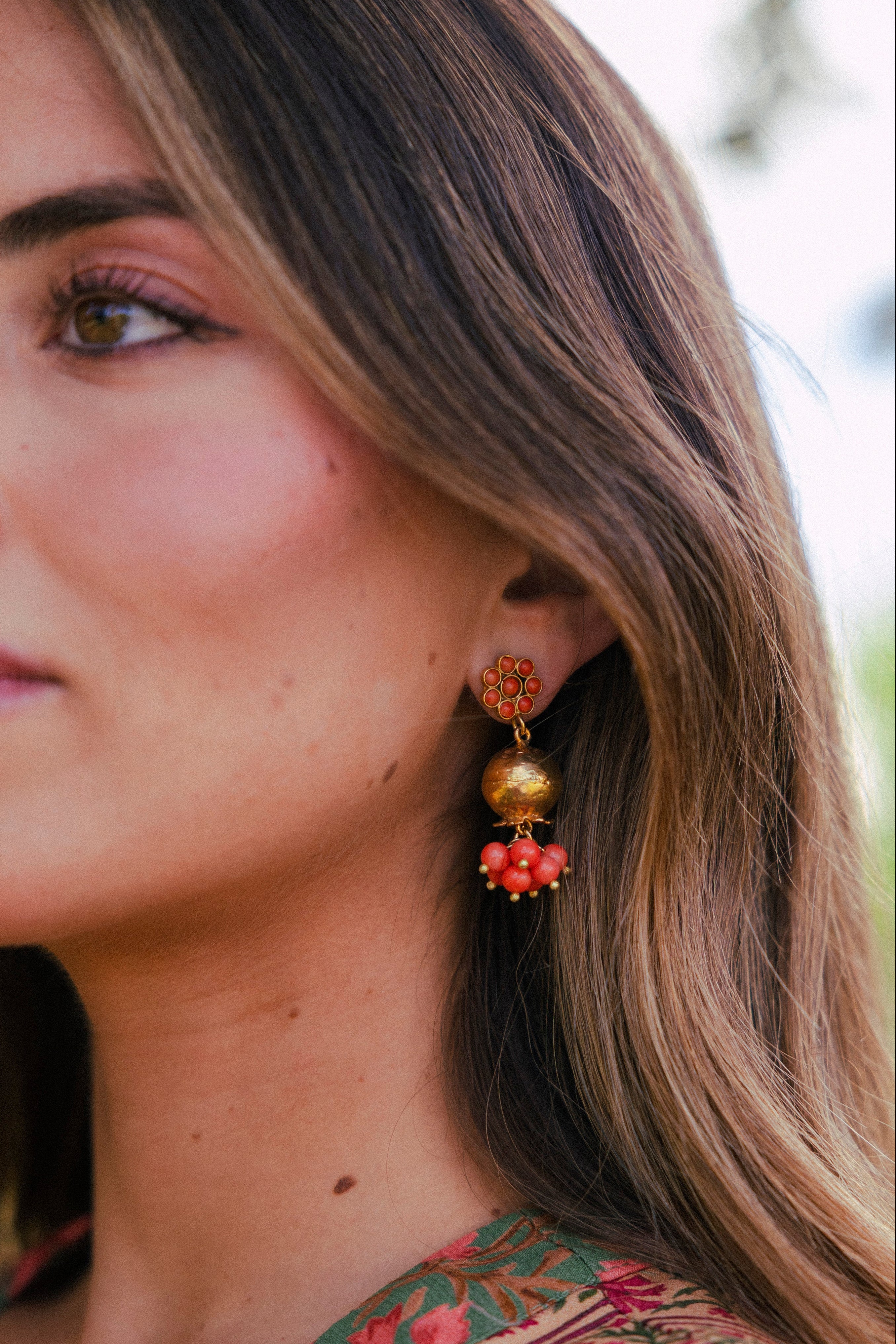 Pendientes Flor Granada Coral PEN254-The Nook Store