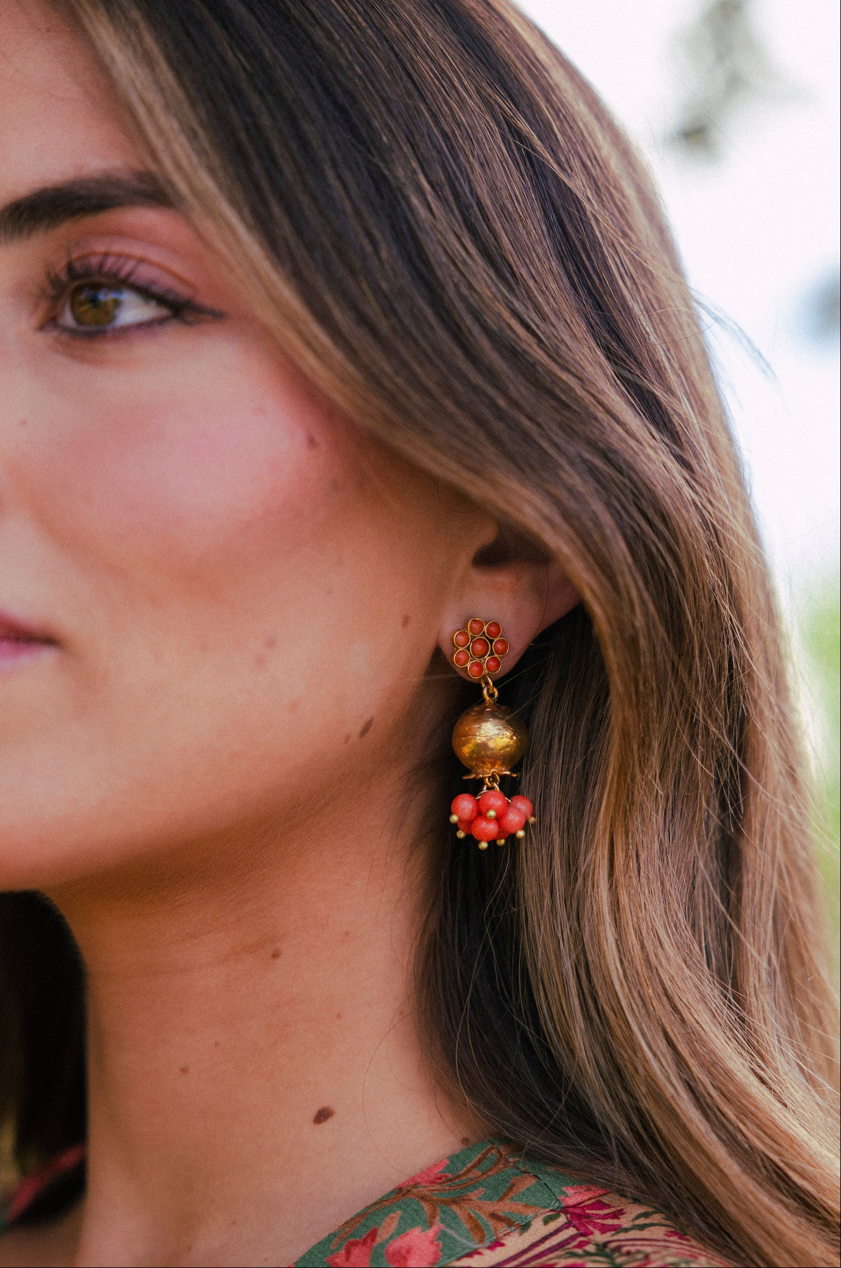 Pendientes Flor Granada Coral PEN254-The Nook Store