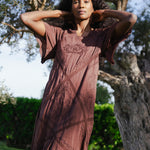 Vestido Savinne Bordado Marrón-The Nook Store