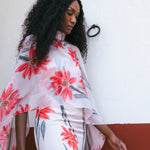 Vestido Con Capa Fiona Crudo Flor Con Tallo Vest12-The Nook Store