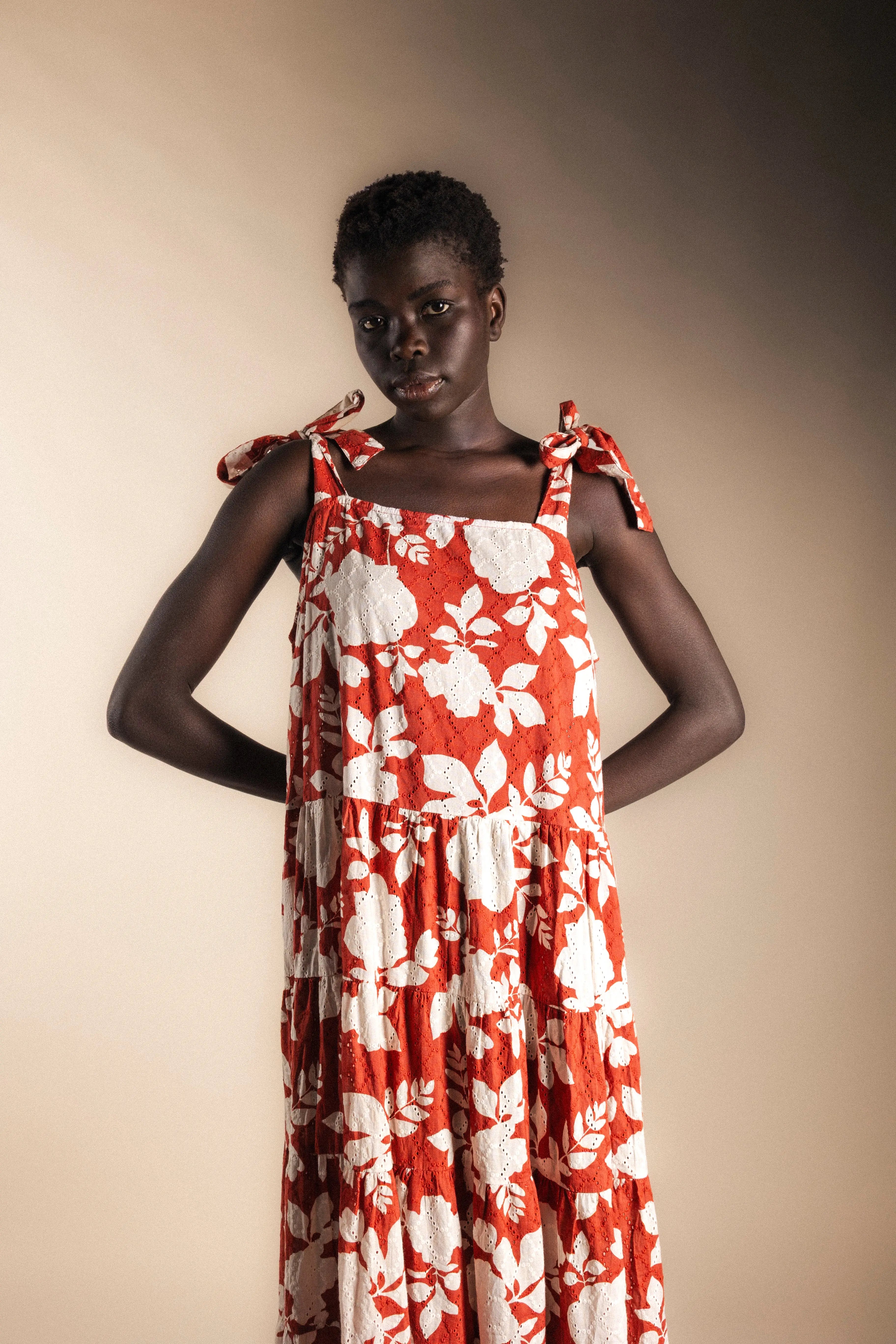 Vestido Flores Teja-The Nook Store