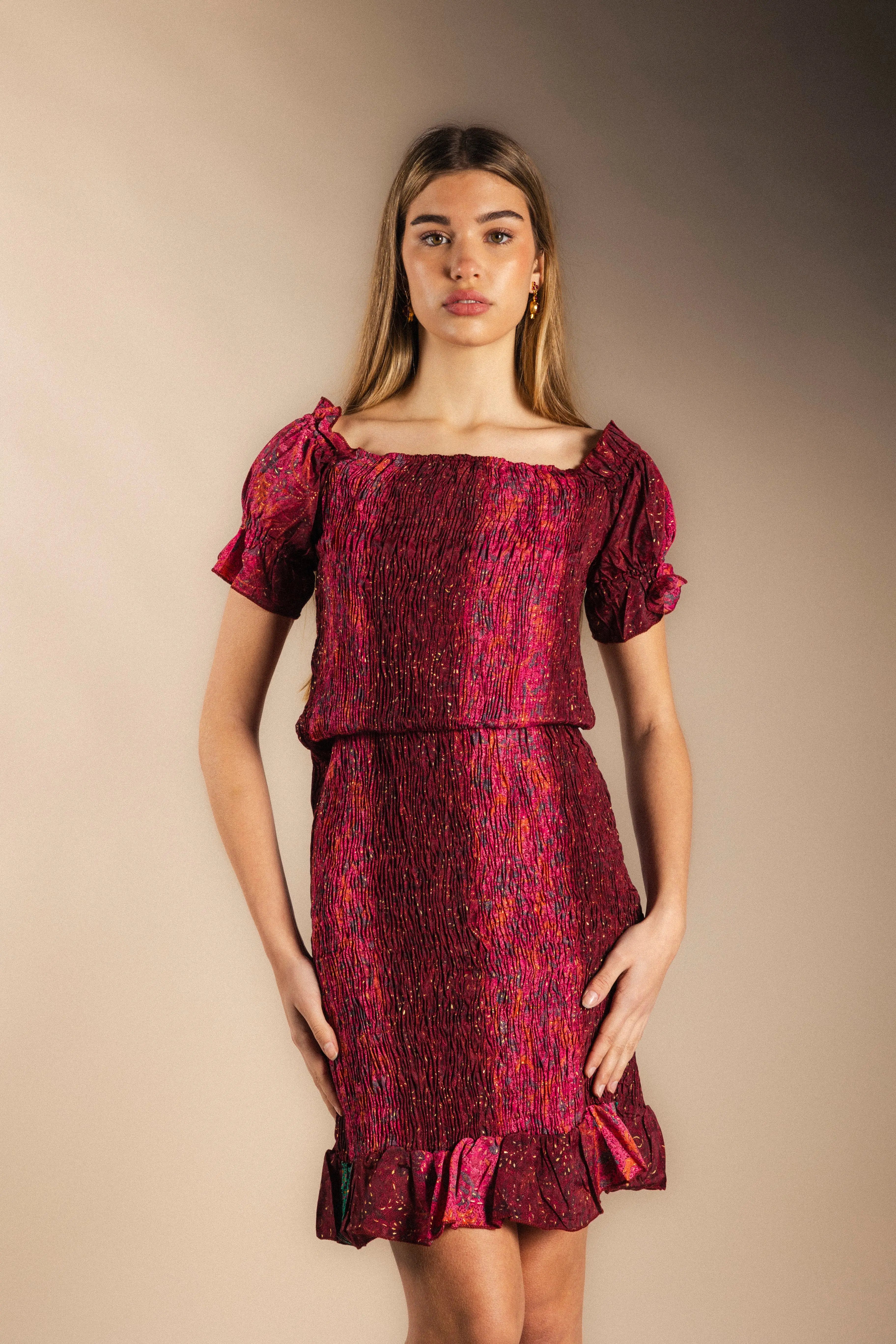 Vestido Elika Burdeos-The Nook Store