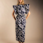 Vestido Shamay Blanco y Azul-The Nook Store