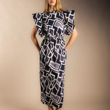 Vestido Shamay Blanco y Azul-The Nook Store