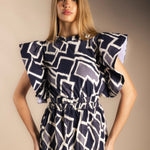 Vestido Shamay Blanco y Azul-The Nook Store