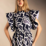 Vestido Shamay Blanco y Azul-The Nook Store