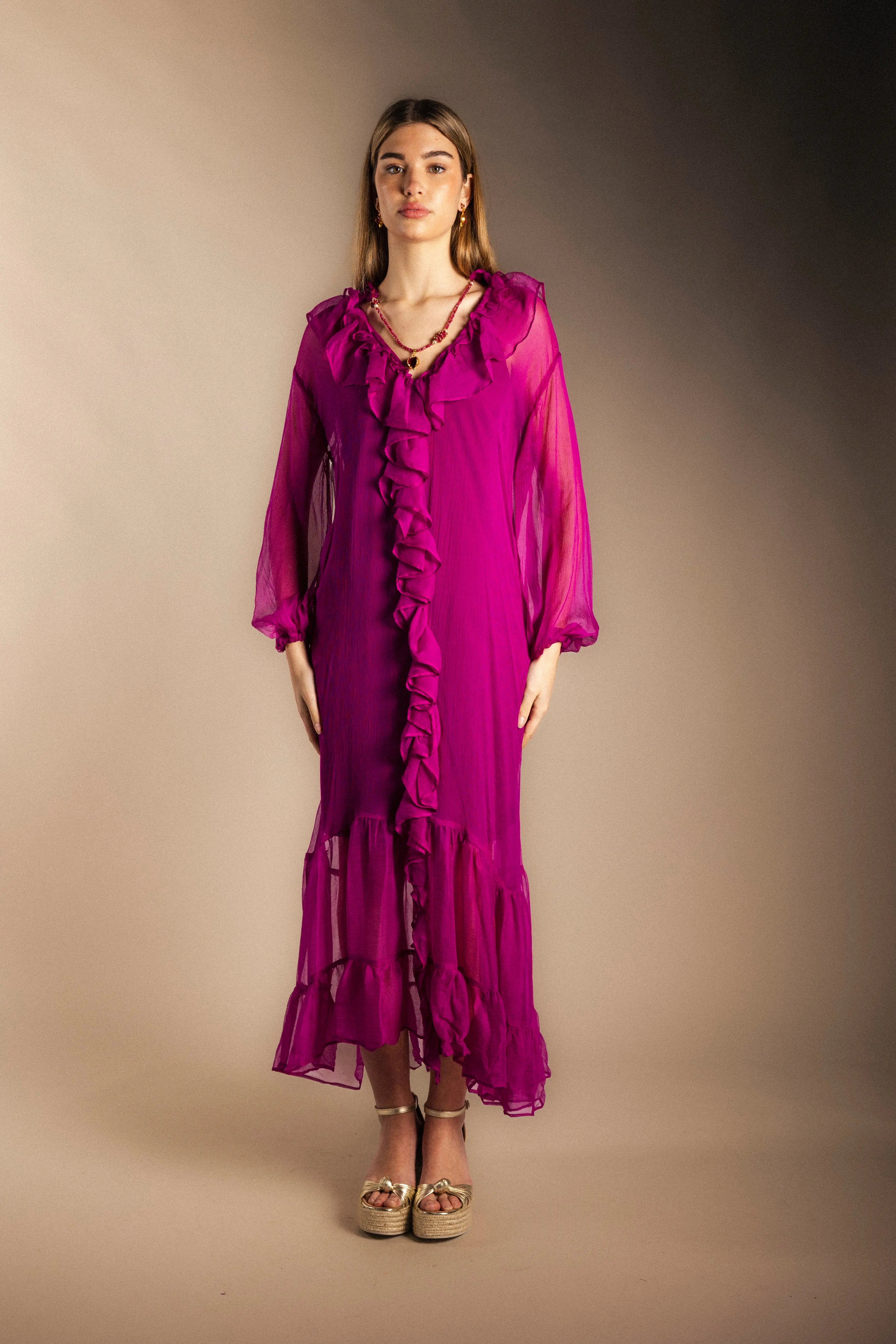 Vestido Chloe Fucsia Vest01-The Nook Store