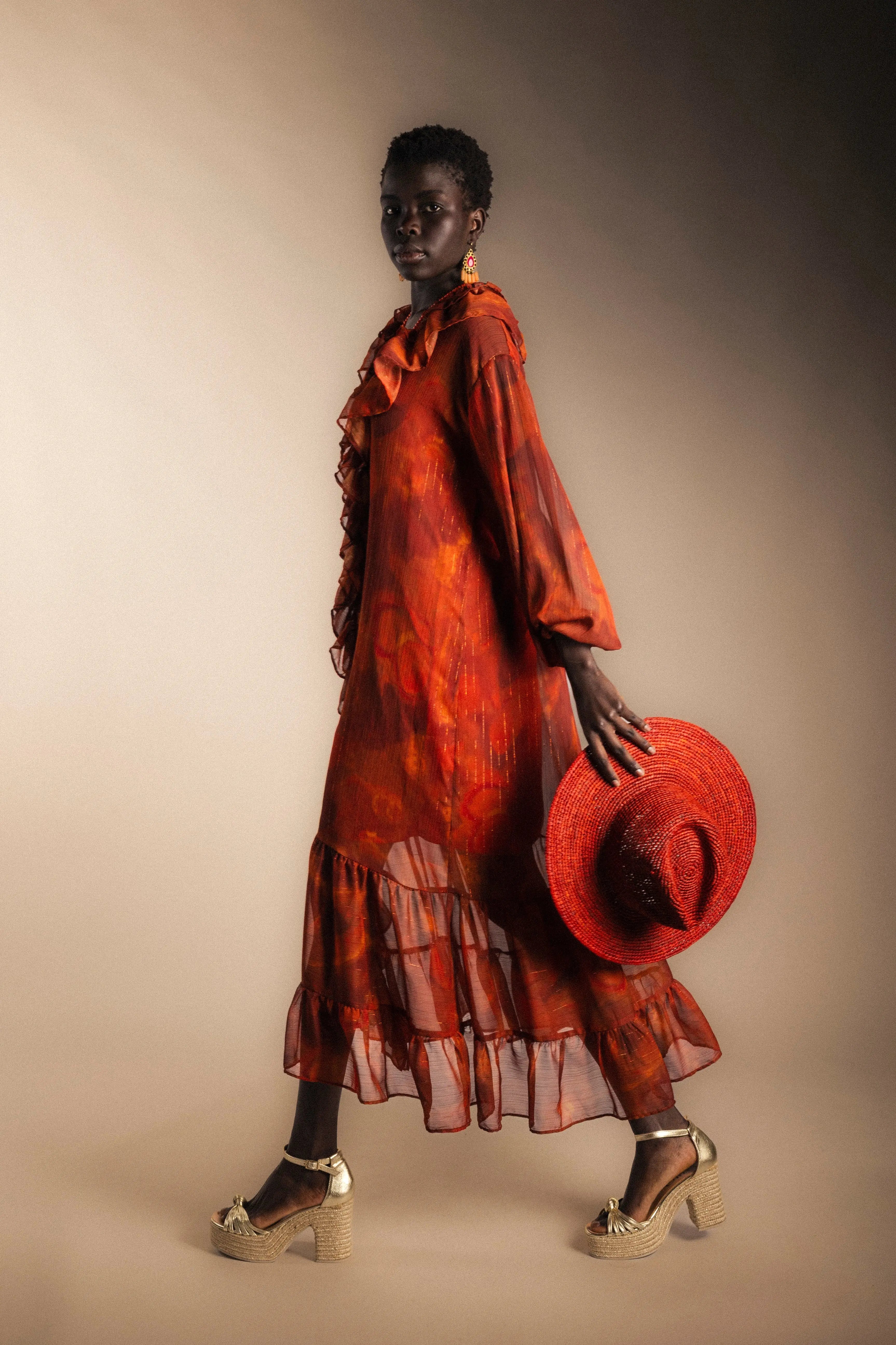 Vestido Chloe Naranja Vest02-The Nook Store