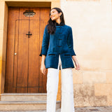 Chaqueta Larga Acolchada Madeline Azul MADL01