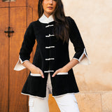 Chaqueta Larga Acolchada Madeline Negra/Blanca  MADL02