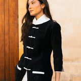 Chaqueta Larga Acolchada Madeline Negra/Blanca  MADL02