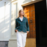 Chaqueta Country Azul Petróleo Cuadros Morados COU02