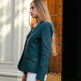 Chaqueta Country Azul Petróleo Cuadros Morados COU02